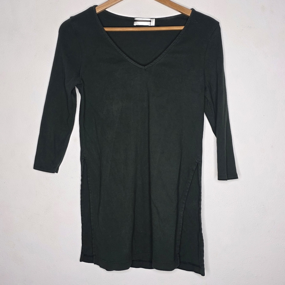 Grp1 Dark Green Vneck Side Slit Tunic Top Women's Size XS